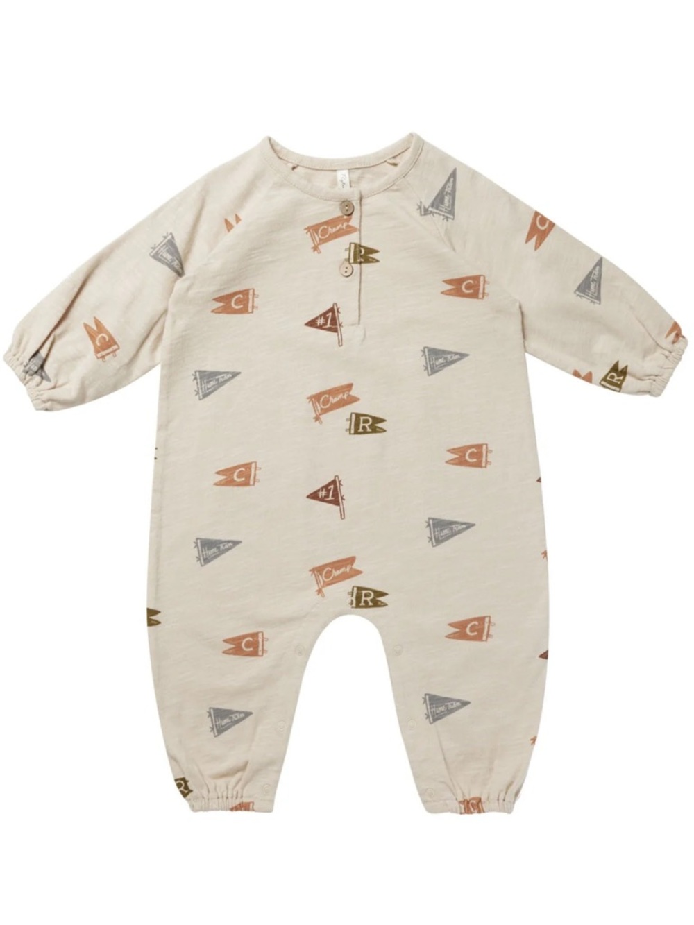 Rylee + Cru Pennant Flags Henley Bubble Romper Jumpsuit/Romper Baby [3-6m]